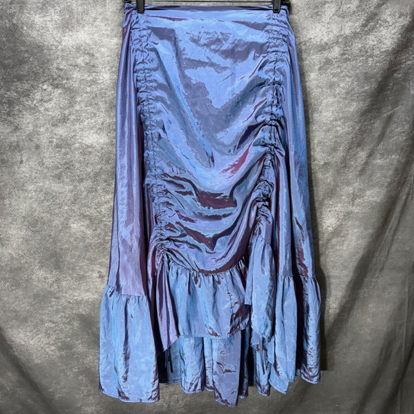 Scarlet Darkness 2XL Maxi Skirt Blue Purple Iridescent Ruffle Goth Punk RenFair - Picture 1 of 8